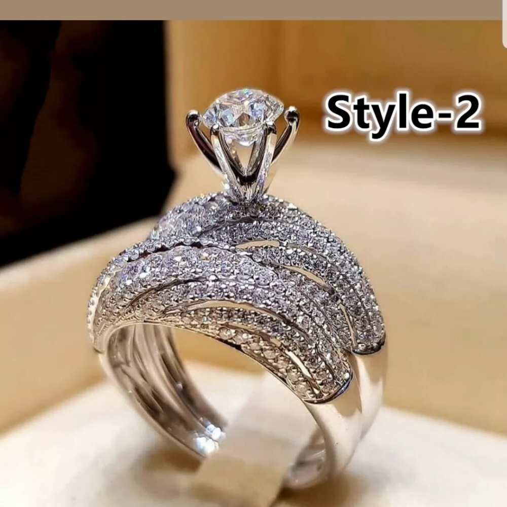 New S925 silver white sapphire 8 styles rings